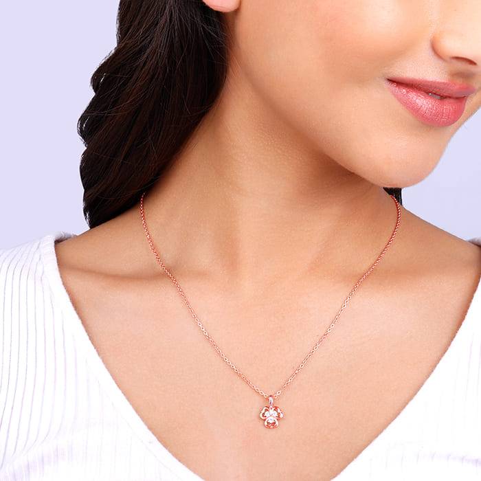 Giva 925 Sterling Silver Rose Gold Three Leaf Clover Pendant With Link Chain| Necklace To  : PD02282