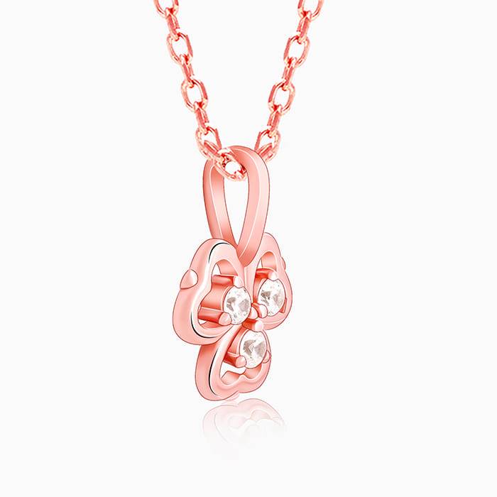 Giva 925 Sterling Silver Rose Gold Three Leaf Clover Pendant With Link Chain| Necklace To  : PD02282
