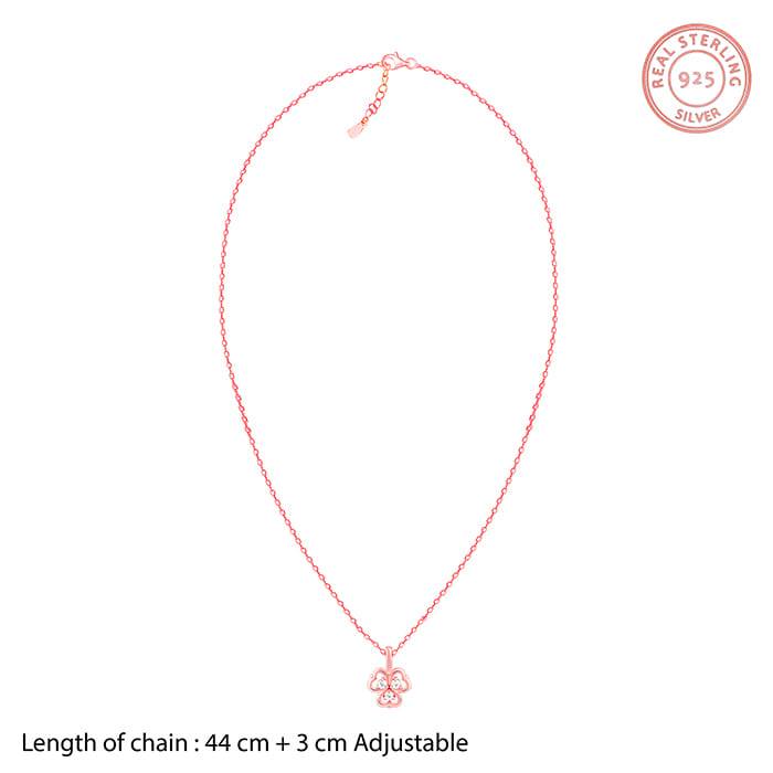 Giva 925 Sterling Silver Rose Gold Three Leaf Clover Pendant With Link Chain| Necklace To  : PD02282