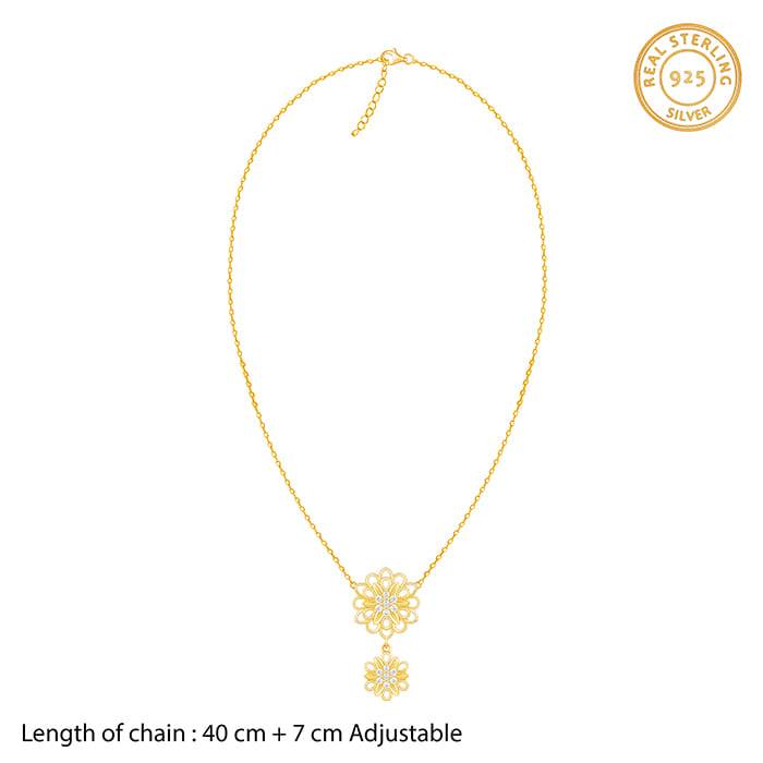 Giva 925 Sterling Silver Golden Blooming Flower Necklace| Pendant To Gift Women & Girls |  : PD02283