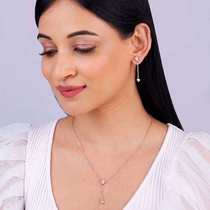 Giva 925 Sterling Silver Rose Gold Swish Of Shine Set| Gifts For Women And Girls | With Ce : PD02284ER02525