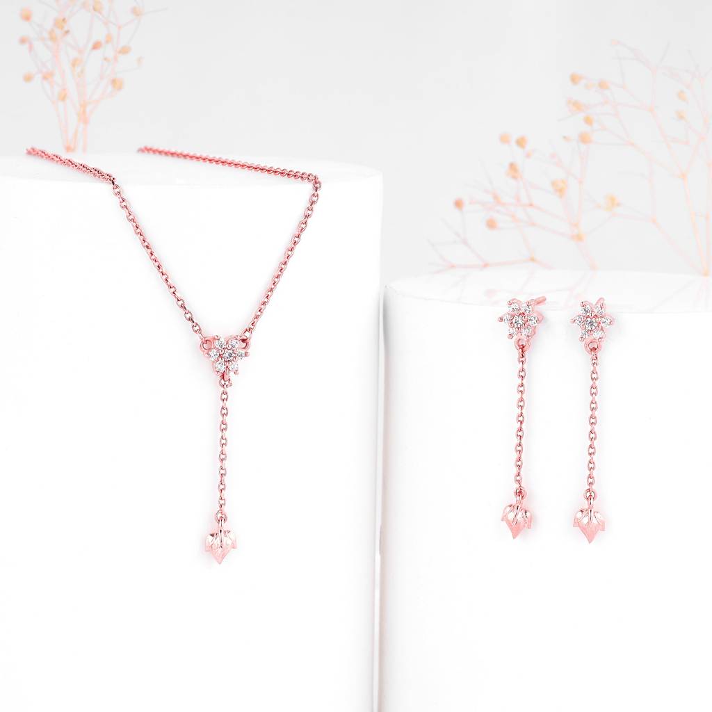 Giva 925 Sterling Silver Rose Gold Swish Of Shine Set| Gifts For Women And Girls | With Ce : PD02284ER02525