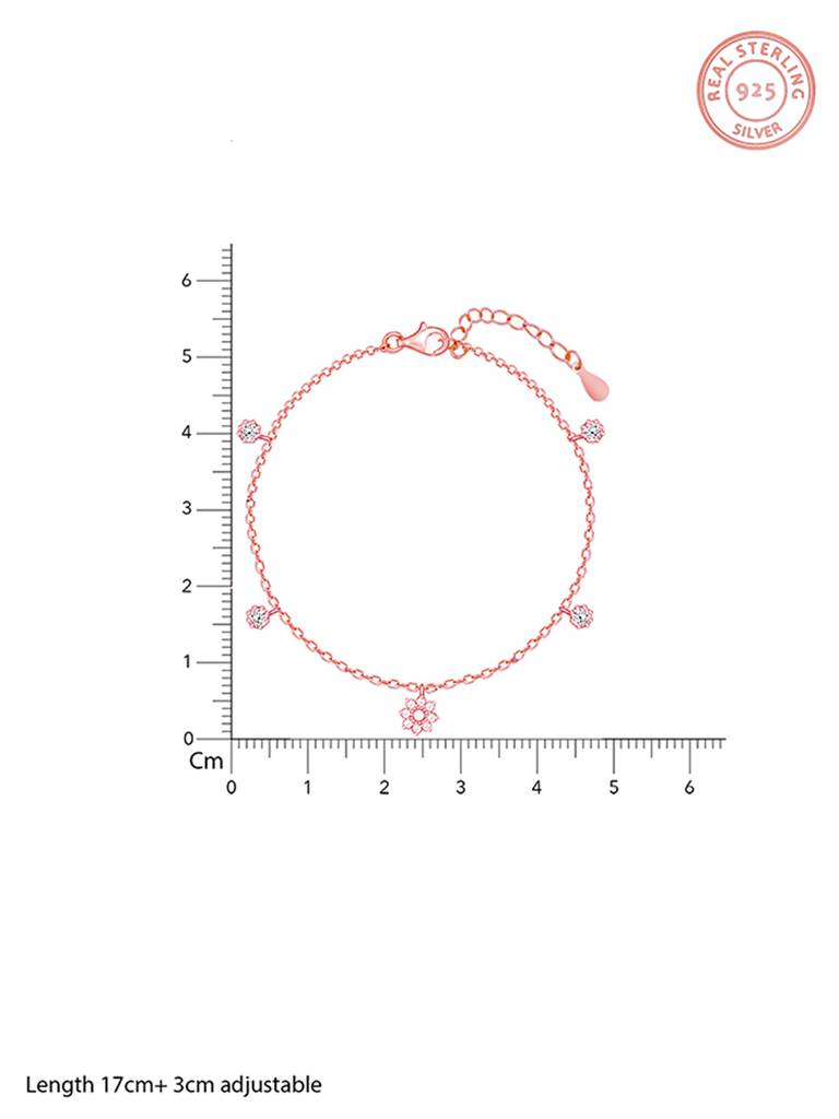925 Silver Rose Gold Flower Charm Set For Women And Girls : PD02286ER02527BR0112
