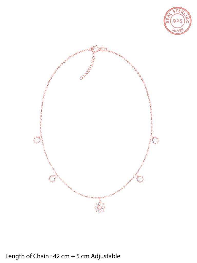 925 Silver Rose Gold Flower Charm Set For Women And Girls : PD02286ER02527BR0112