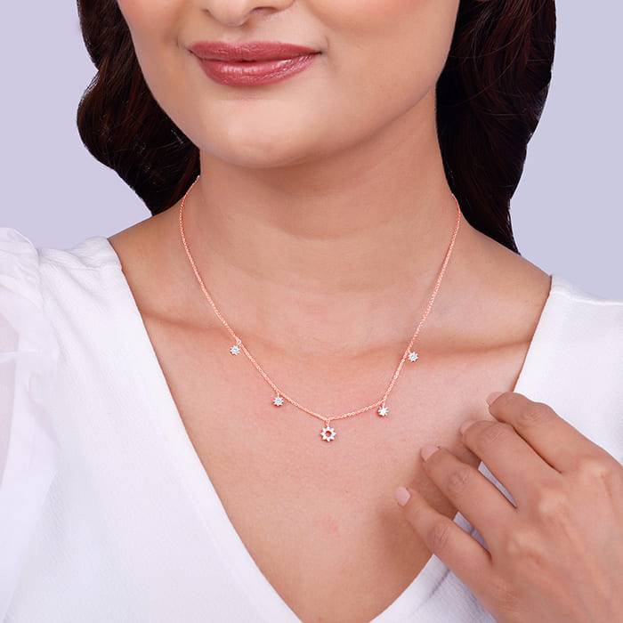 Giva 925 Sterling Silver Rose Gold Flower Charm Necklace| Pendant To Gift Women & Girls |  : PD02286
