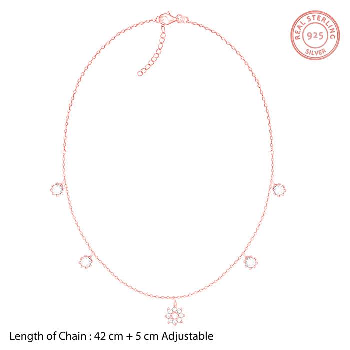 Giva 925 Sterling Silver Rose Gold Flower Charm Necklace| Pendant To Gift Women & Girls |  : PD02286