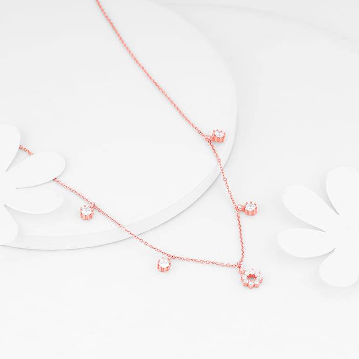 Giva 925 Sterling Silver Rose Gold Flower Charm Necklace| Pendant To Gift Women & Girls |  : PD02286