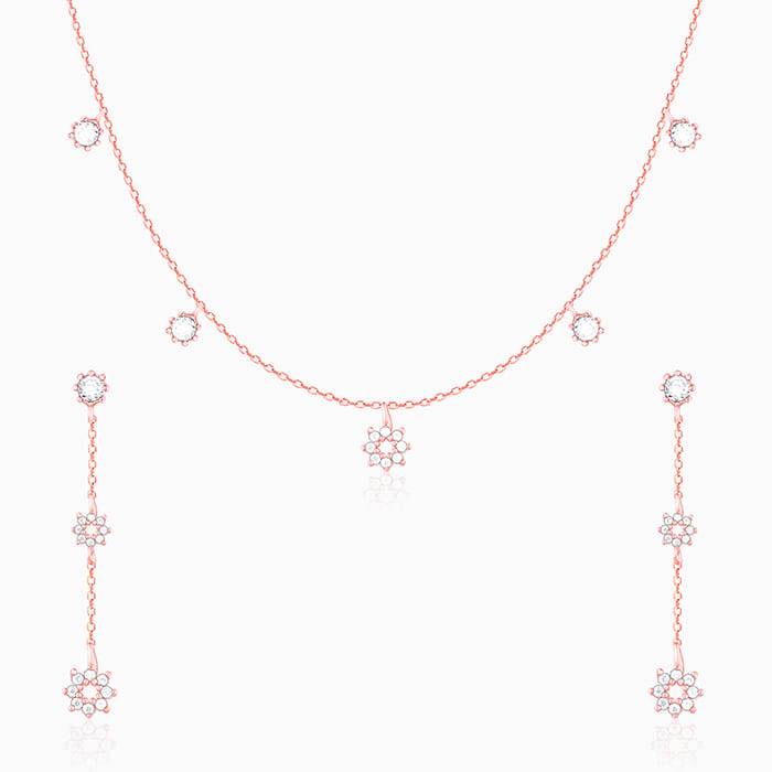 Giva 925 Sterling Silver Rose Gold Flower Charm Set| Gifts For Women And Girls | With Cert : PD02286ER02527