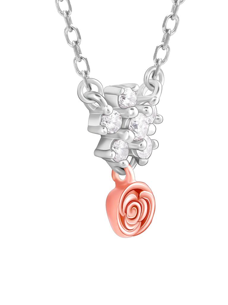 Sterling Studded Rose Necklace : PD02289