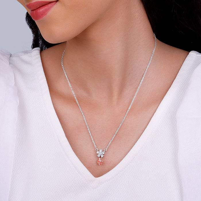 Sterling Studded Rose Necklace : PD02289