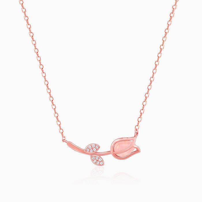 Anushka Sharma Rose Gold Pink Quartz Flower Necklace : PD0228