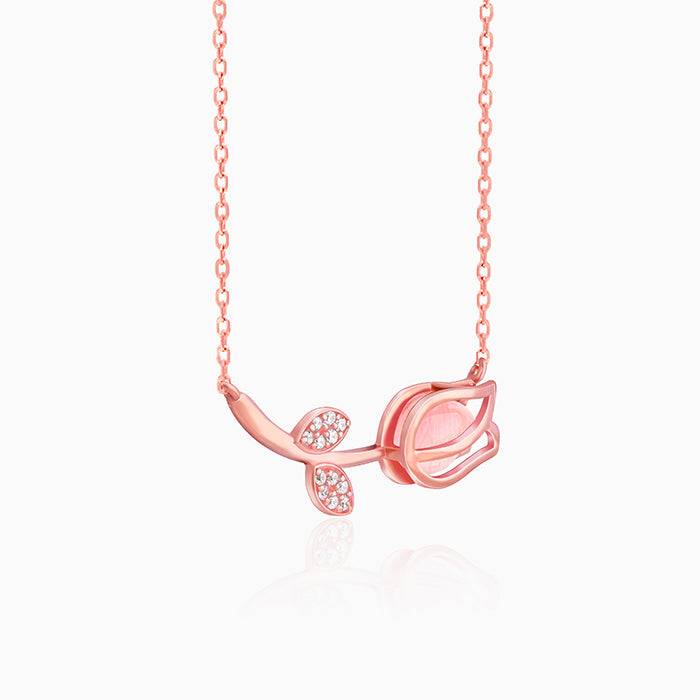 Anushka Sharma Rose Gold Pink Quartz Flower Necklace : PD0228