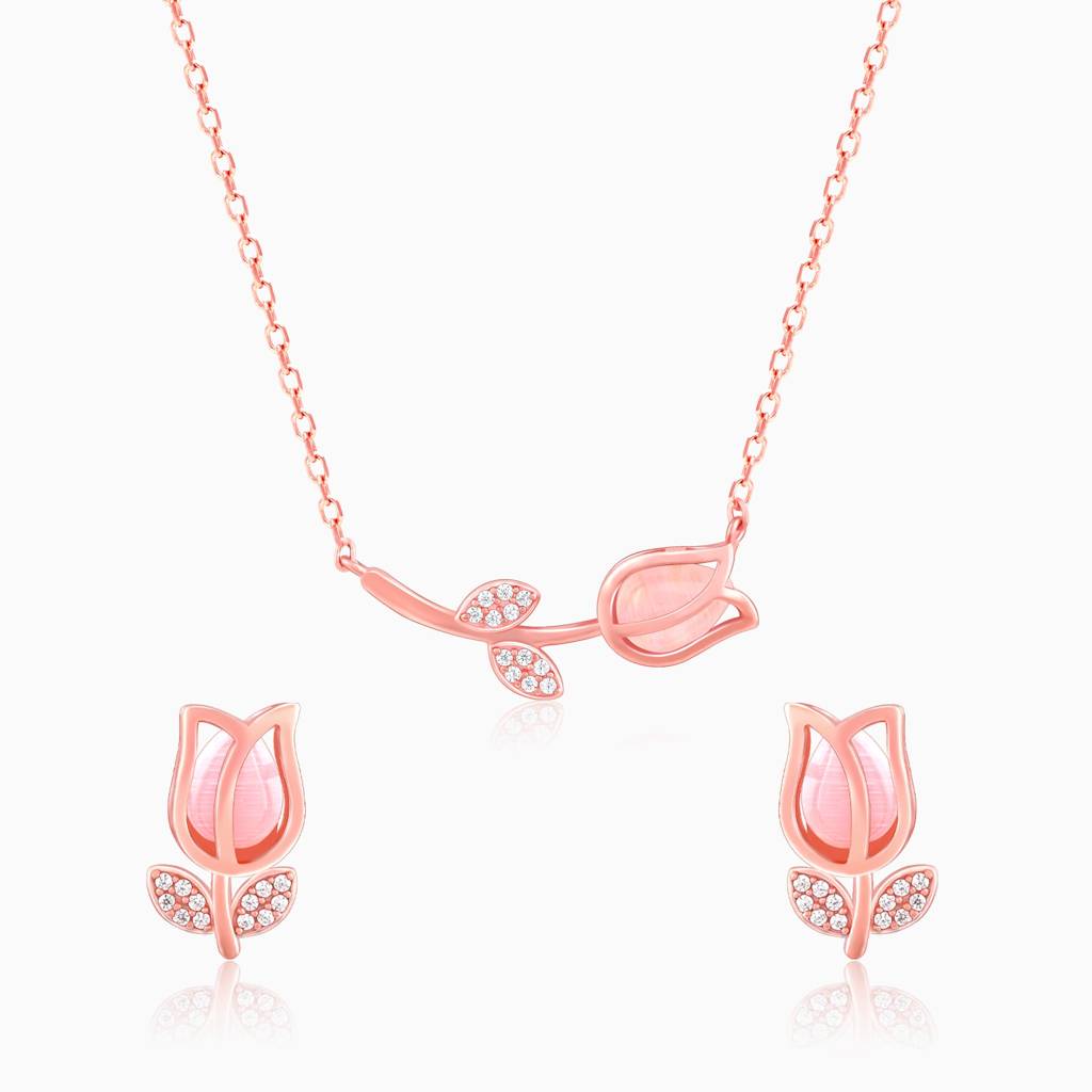 Giva 925 Sterling Silver Anushka Sharma Pink Quartz Flower Combo| Gifts For Women And Girl : PD0228ER02531