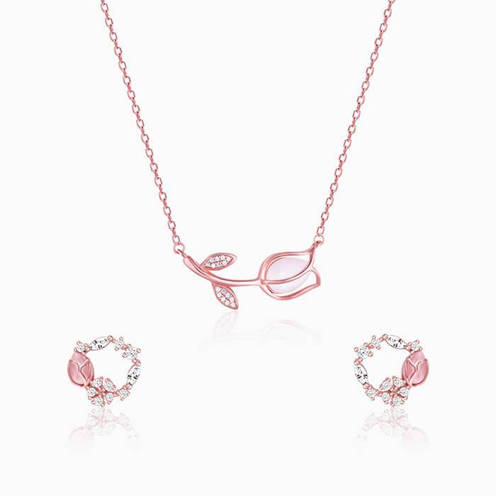 925 Silver Rose Gold Flower Basket Set| Gifts For Women And Girls : PD0228ER0583