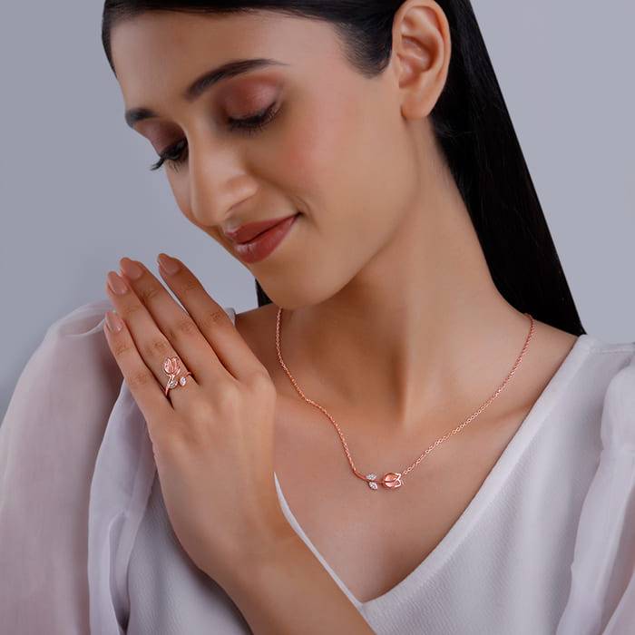 Giva 925 Silver Rose Gold Pink Quartz Flower Set Of Two| Gifts For Women And Girls | With  : PD0228R01613