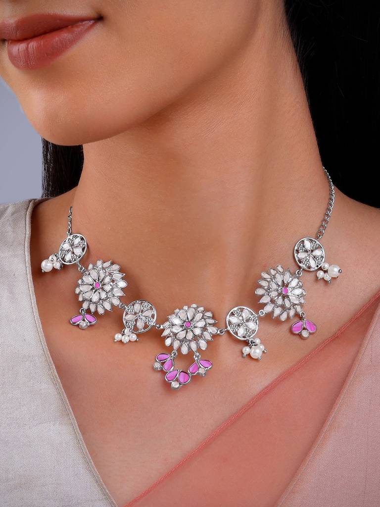 Silver Din Shagna Da Necklace : PD02305