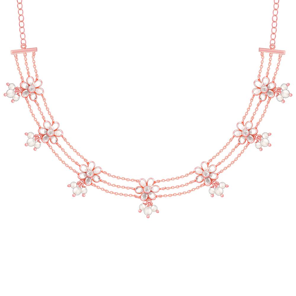 Giva 925 Silver Rose Gold Floral Charm Choker| Necklace To Gift Women & Girls | With Certificate Of Authenticity And : PD02317