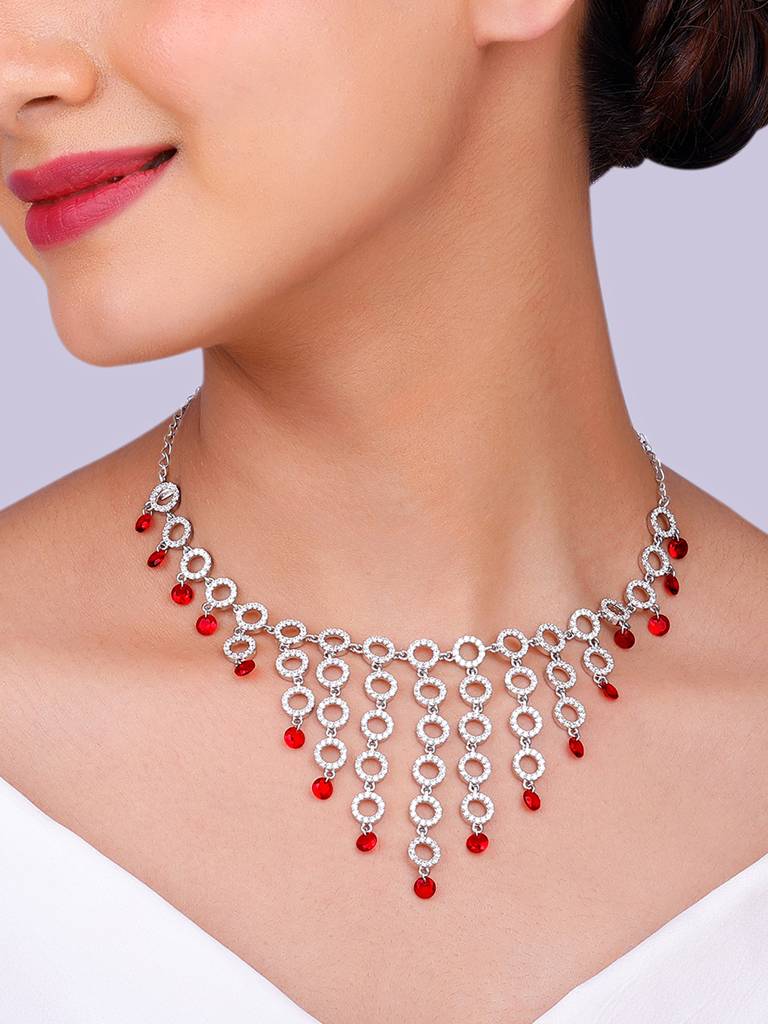 925 Silver Love In Circles Necklace For Womens And Girls : PD02318