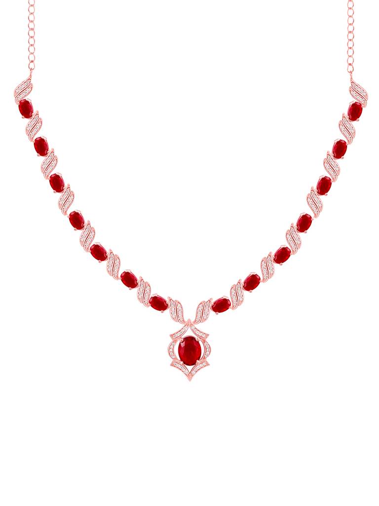 925 Silver Rose Gold Pretty Woman Necklace For Womens And Girls : PD02322