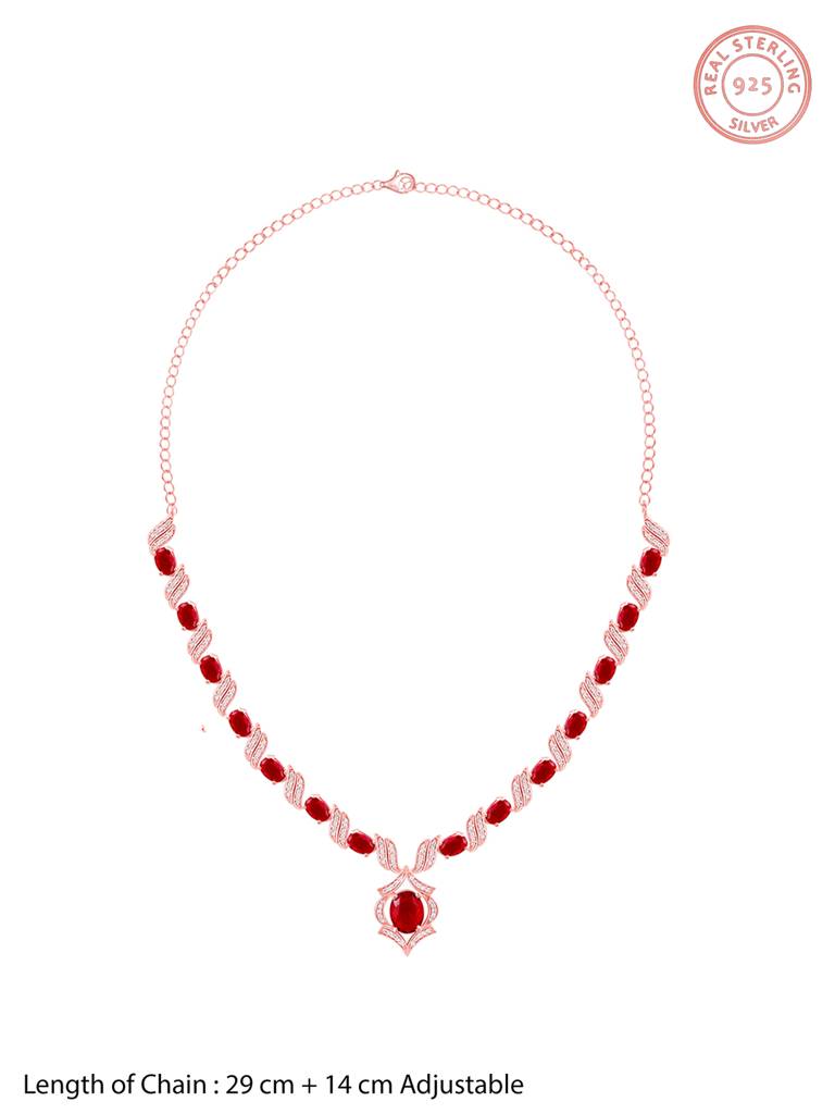 925 Silver Rose Gold Pretty Woman Necklace For Womens And Girls : PD02322