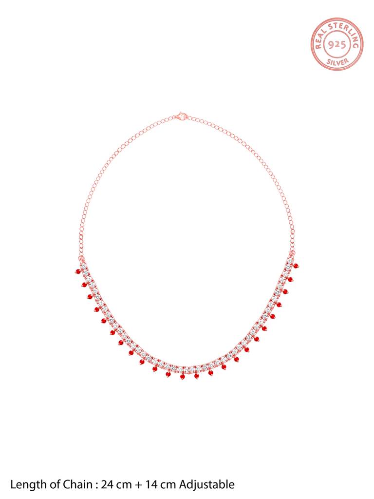 925 Silver Rose Gold Passionate Heart Necklace For Womens And Girls : PD02324