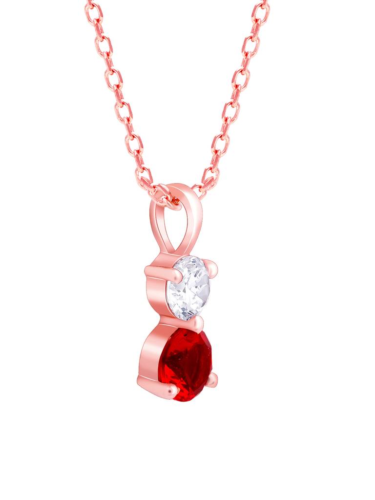925 Silver Rose Gold Dual Scarlet Pendant With Link Chain For Womens And Girls : PD02326