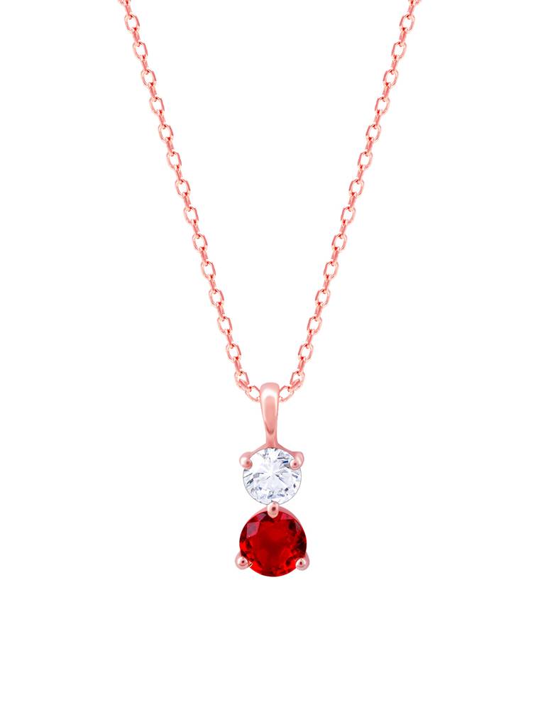 925 Silver Rose Gold Dual Scarlet Pendant With Link Chain For Womens And Girls : PD02326