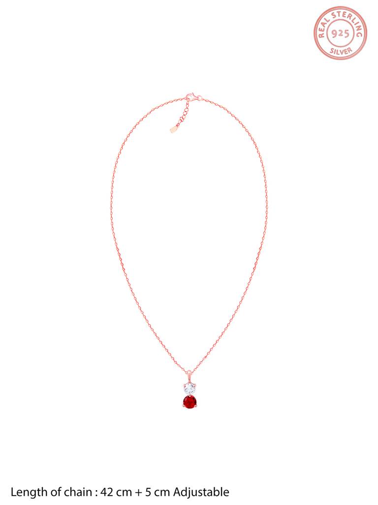 925 Silver Rose Gold Dual Scarlet Pendant With Link Chain For Womens And Girls : PD02326
