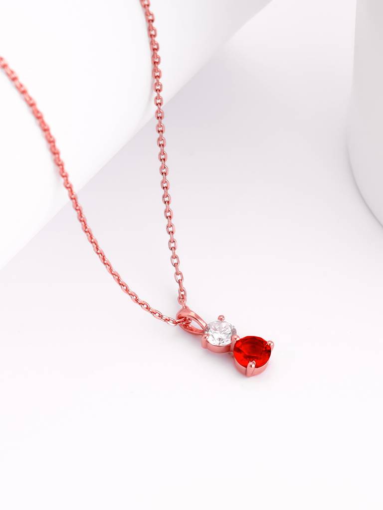 925 Silver Rose Gold Dual Scarlet Pendant With Link Chain For Womens And Girls : PD02326