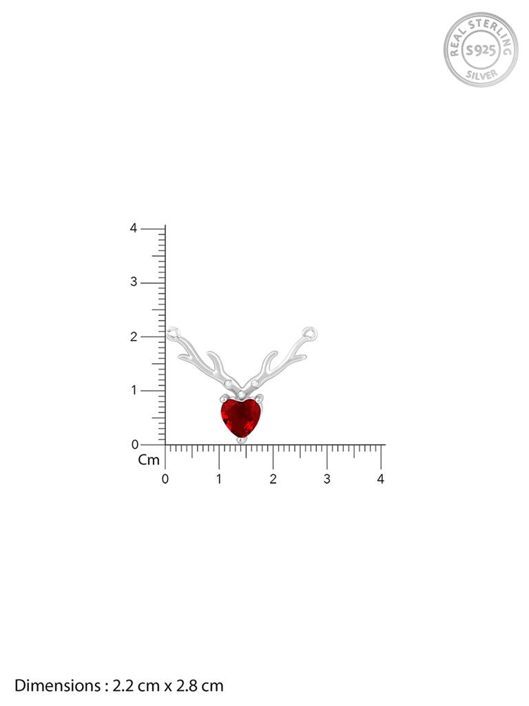 Giva 925 Silver Deer Heart In Red Necklace : PD02328