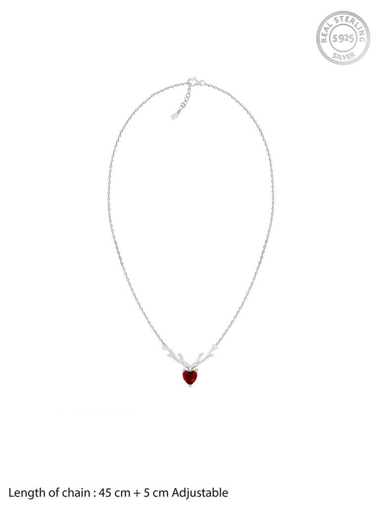 Giva 925 Silver Deer Heart In Red Necklace : PD02328