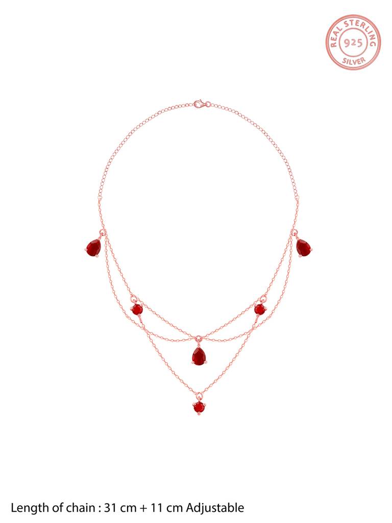 925 Silver Rose Gold Queen Of Love Necklace For Womens And Girls : PD02331