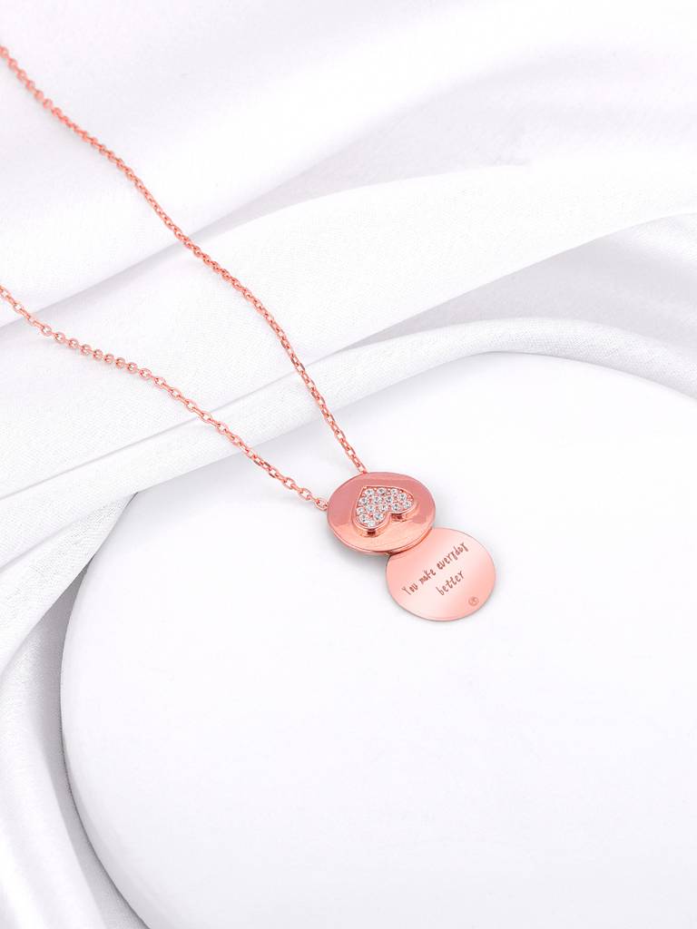 Giva 925 Silver Rose Gold Custom Everyday Better Pendant With Link Chain : PD02332