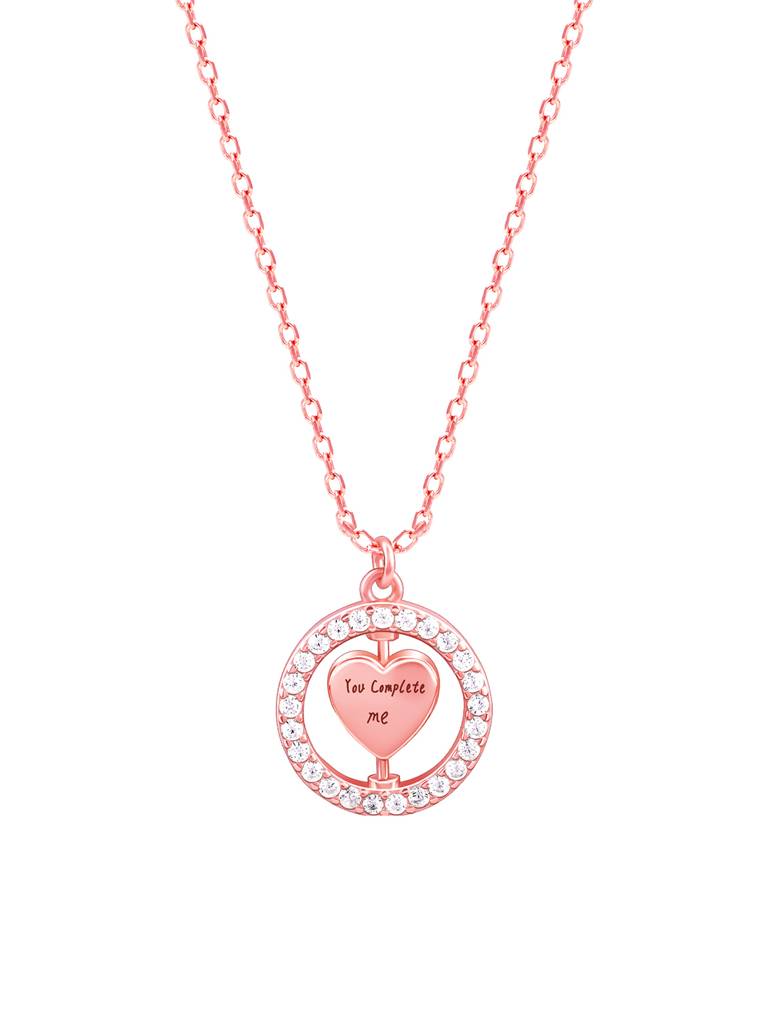 Giva 925 Silver Rose Gold Custom You Complete Me Pendant With Link Chain : PD02336