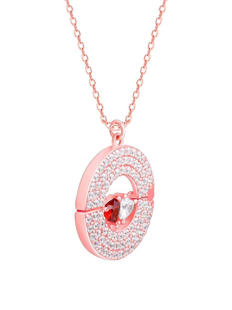 Giva 925 Silver Rose Gold Custom You & Me Pendant With Link Chain : PD02337