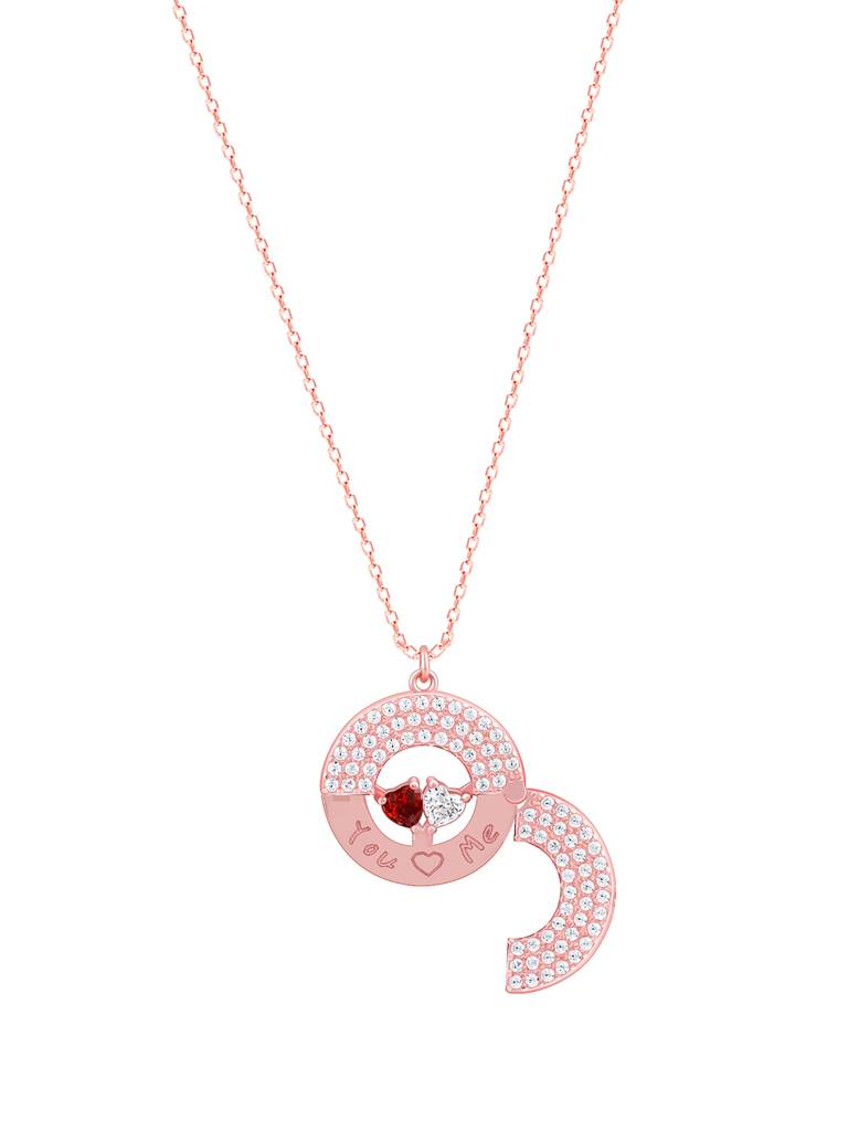 Giva 925 Silver Rose Gold Custom You & Me Pendant With Link Chain : PD02337