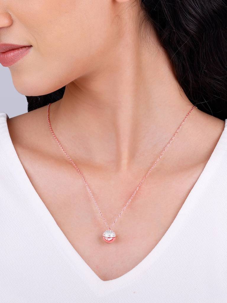 Giva 925 Silver Rose Gold Heart Treasures Pendant With Link Chain : PD02342