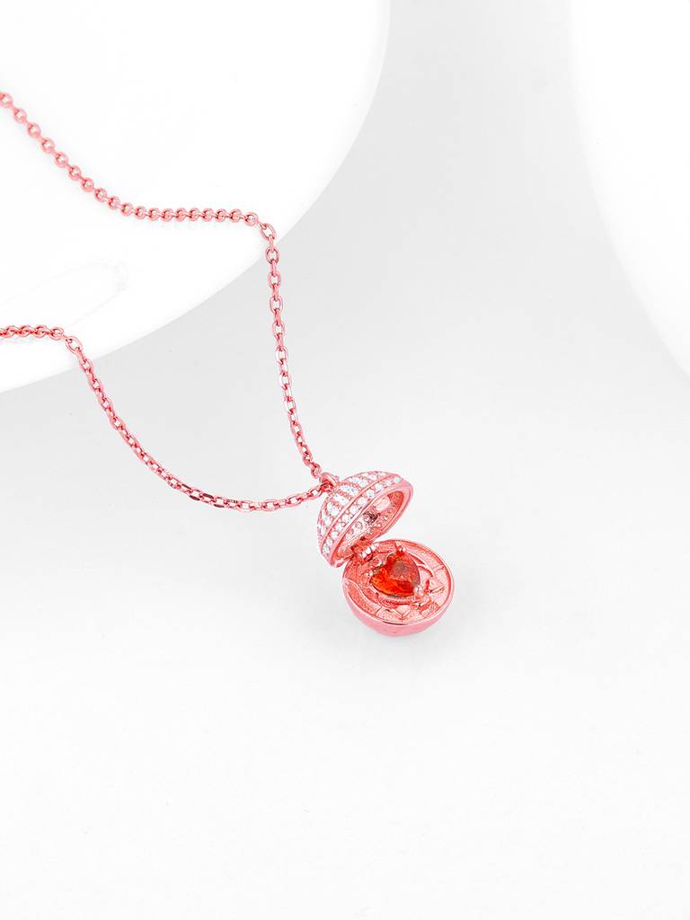 Giva 925 Silver Rose Gold Heart Treasures Pendant With Link Chain : PD02342