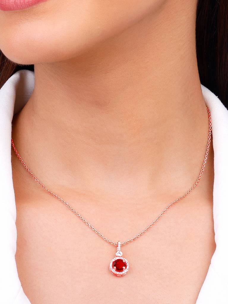 925 Silver Rose Gold One And Only Pendant With Link Chain For Womens And Girls : PD02347