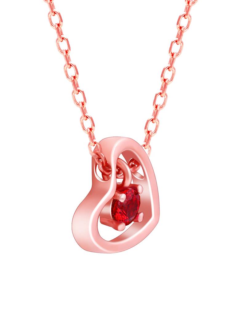 Giva 925 Silver Rose Gold Whole Heart In Red Necklace : PD02348