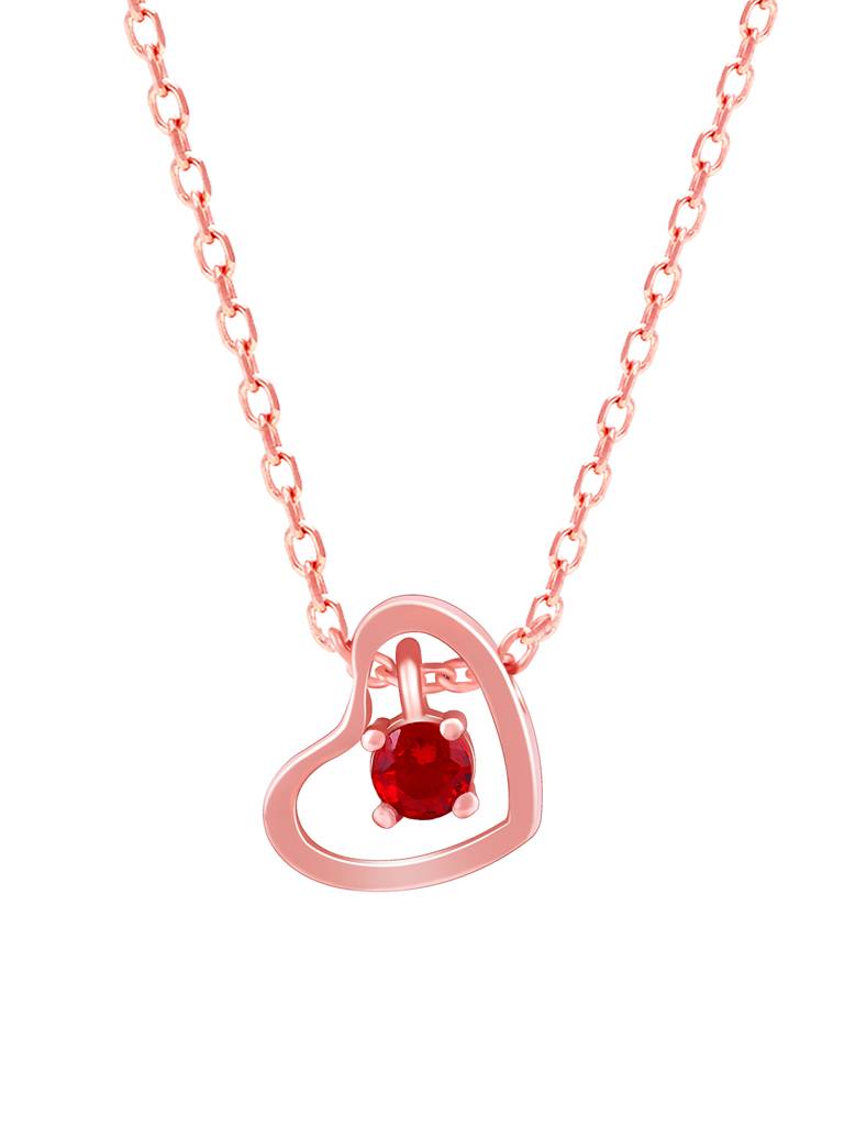 Giva 925 Silver Rose Gold Whole Heart In Red Necklace : PD02348