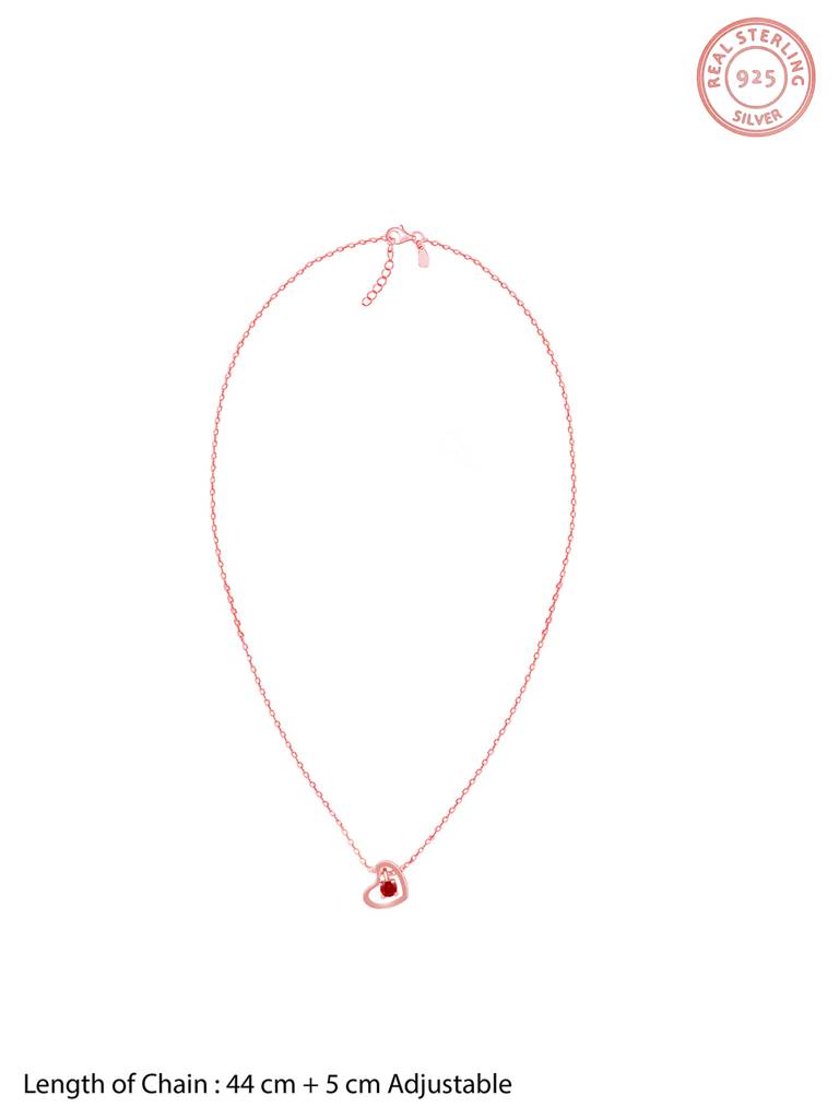 Giva 925 Silver Rose Gold Whole Heart In Red Necklace : PD02348