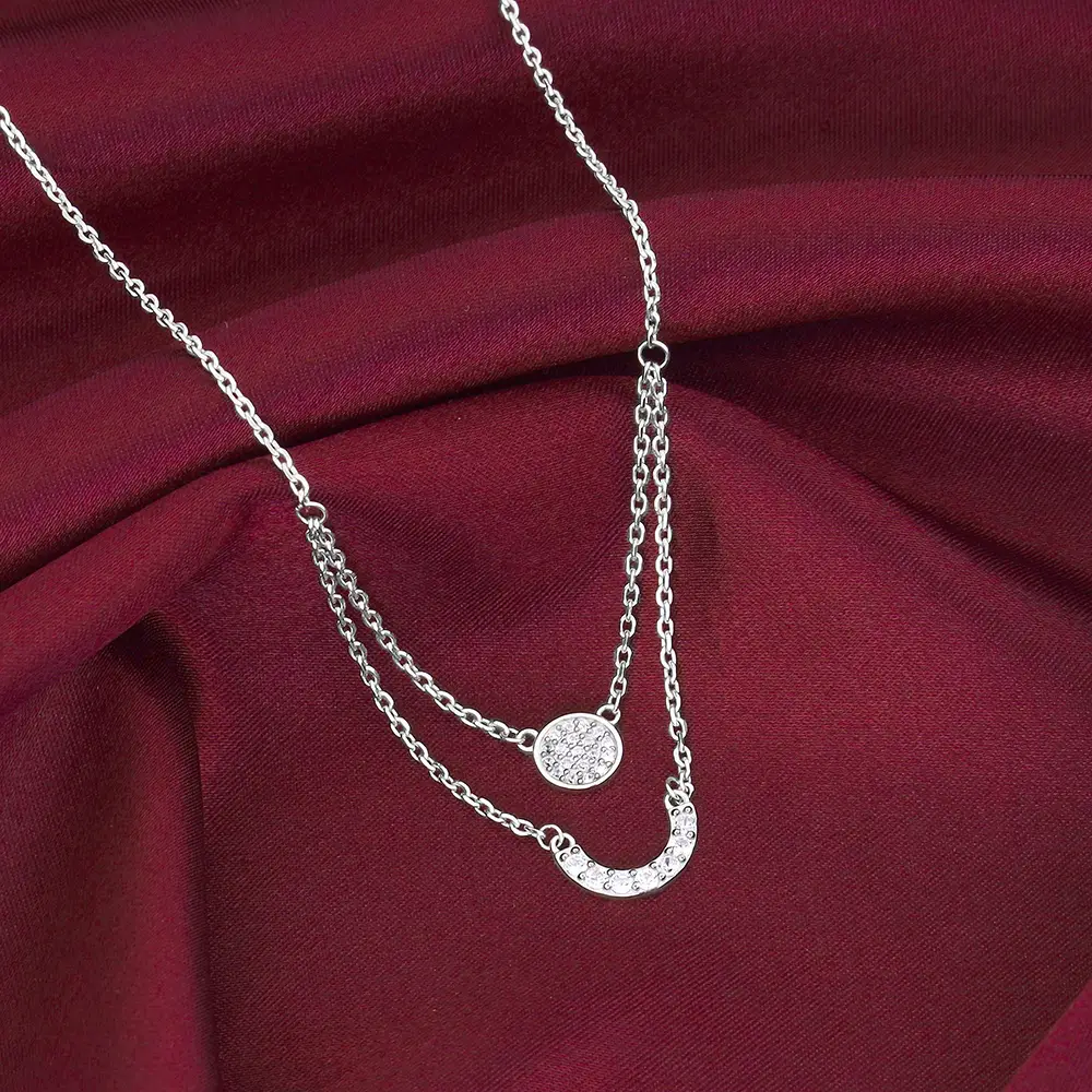 Giva 925 Silver Lune Layered Necklace : PD02349