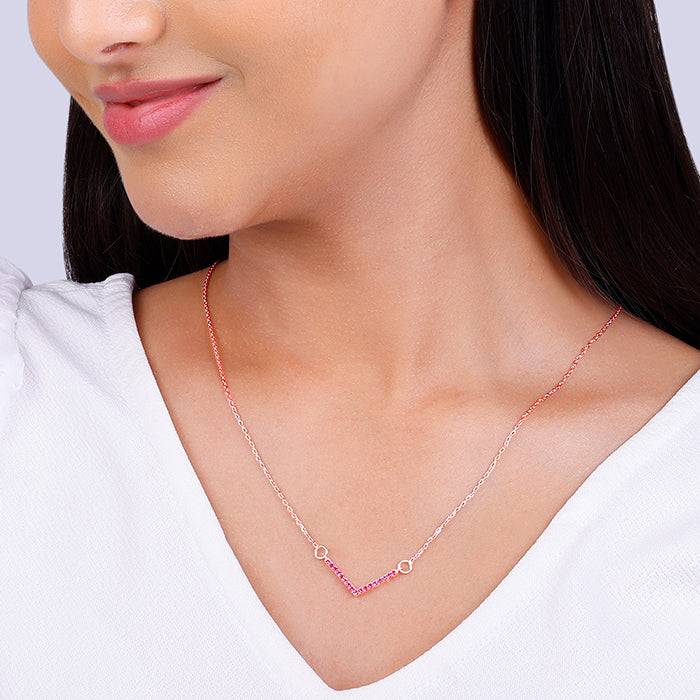 Giva 925 Silver Rose Gold V Necklace : PD02356