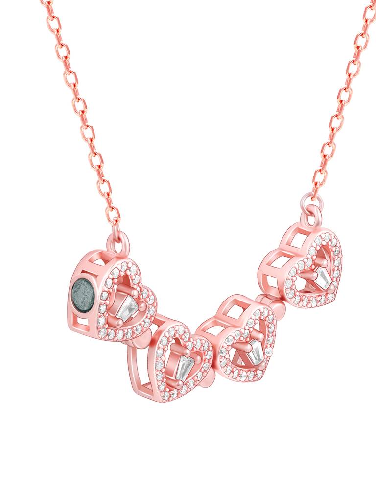 Giva 925 Silver Rose Gold Clover Heart Magnet Necklace : PD02357