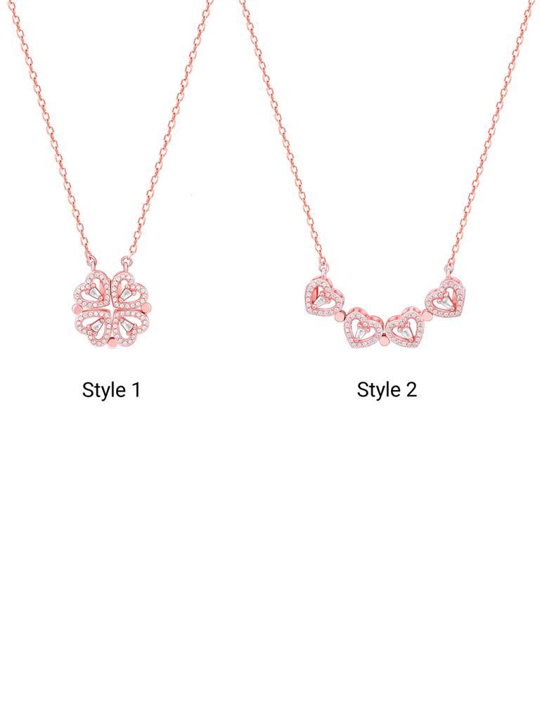 Giva 925 Silver Rose Gold Clover Heart Magnet Necklace : PD02357