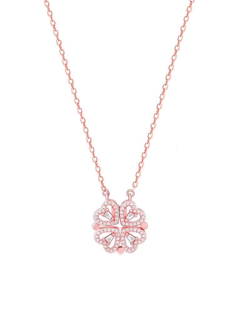Giva 925 Silver Rose Gold Clover Heart Magnet Necklace : PD02357