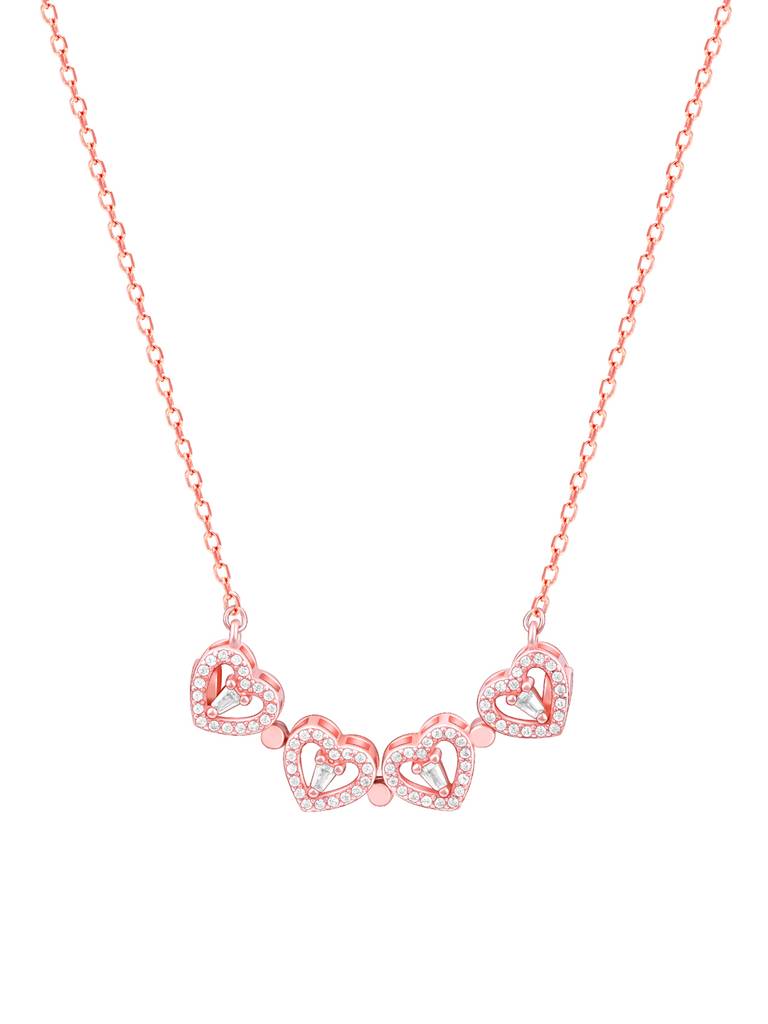 Giva 925 Silver Rose Gold Clover Heart Magnet Necklace : PD02357