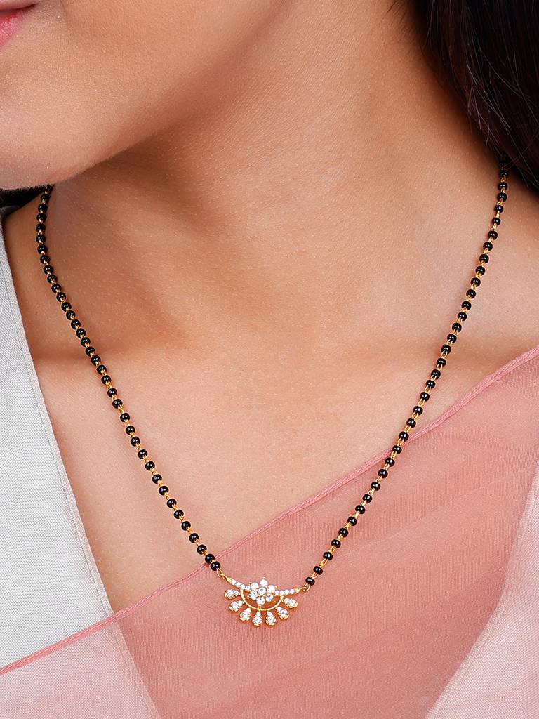 Giva 925 Silver Golden Floral Moon Mangalsutra : PD02365