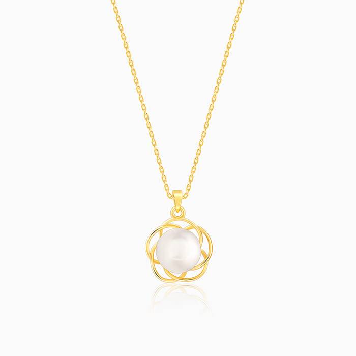 Giva 925 Sterling Silver Golden Nested Pearl Pendant With Link Chain | Necklace To Gift Wo : PD02373